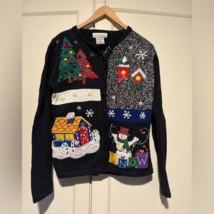 Vintage White Stag Grandma Embellished Christmas Cardigan